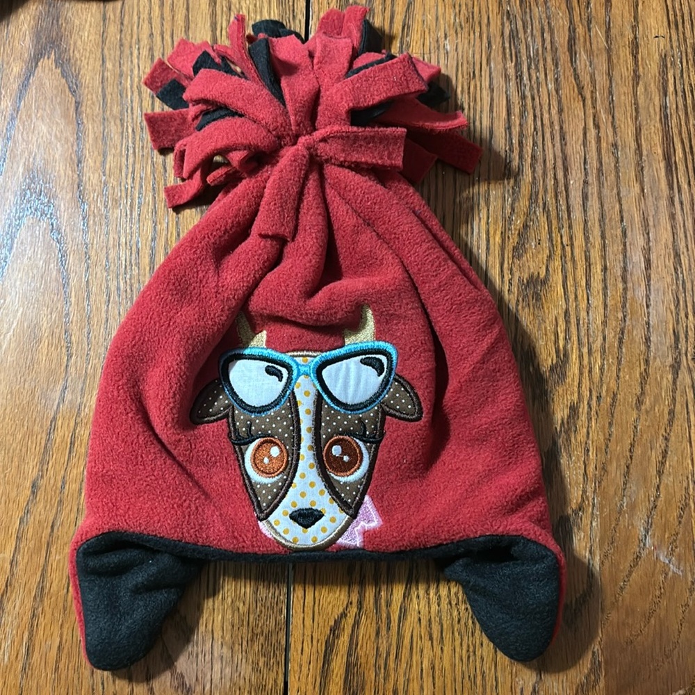 Red Fleece Cow Beanie